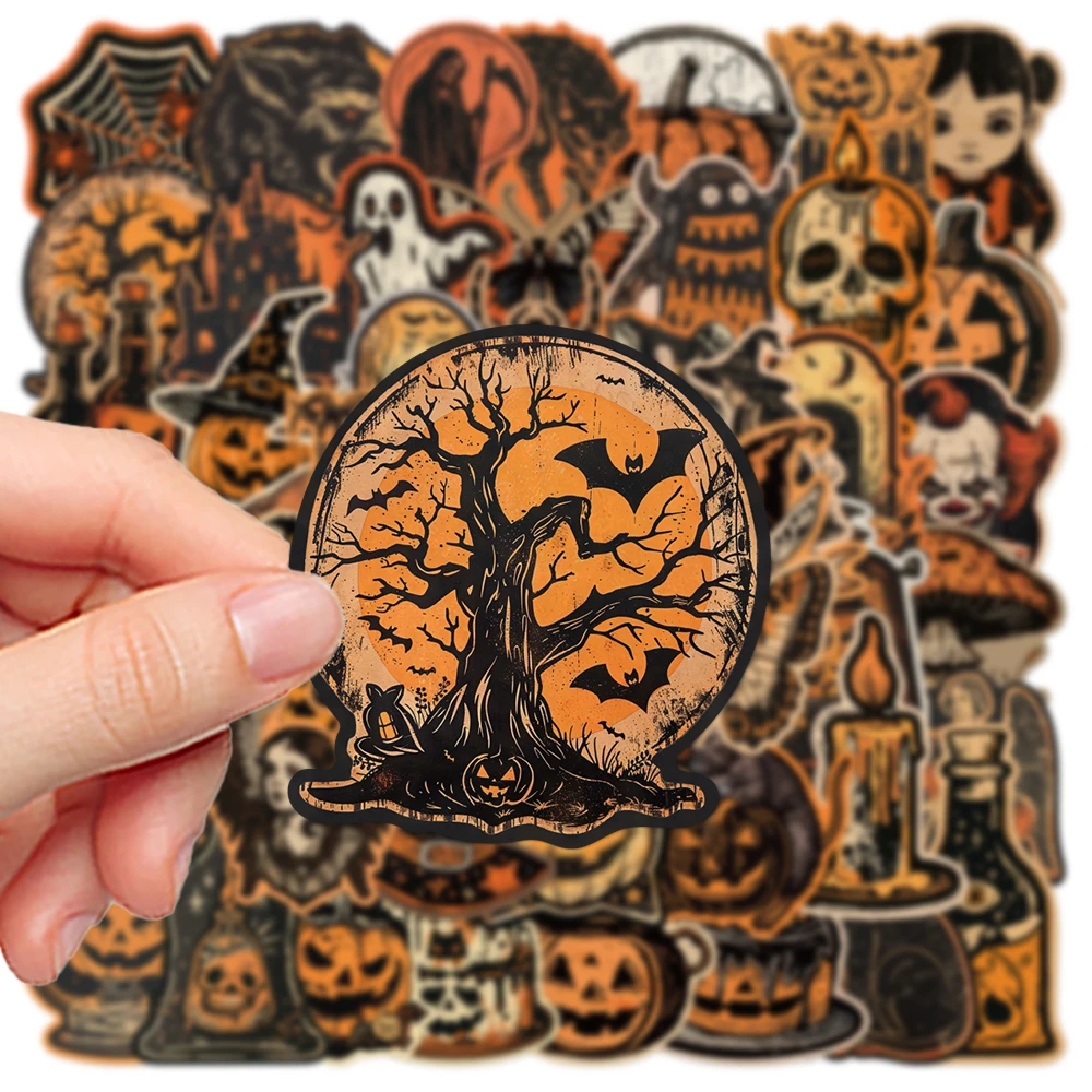 Imagem -05 - Retro Halloween Adesivos Decoração Laptop Laptop Skate Guitarra Capacete Corte de Papel Faça Você Mesmo Impermeável 50 Pcs