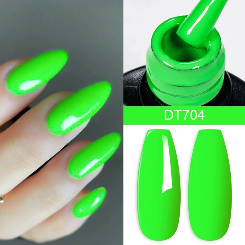 MEET ACROSS 7.3ml Fluorescent Green Nail Polish Summer Neon Gel Nail Polish Semi-permanent Nail Polish UV Glue nail supplies