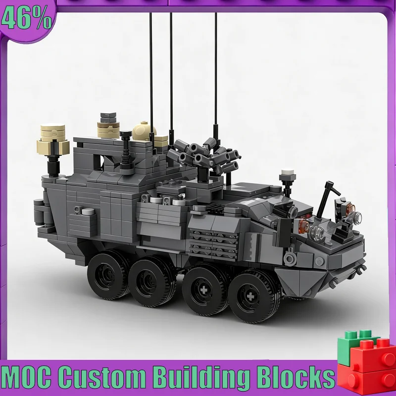 new-715-parts-moc-tactical-vehicle-stryker-model-custom-puzzle-technical-diy-assembly-educational-toy-collection-popular-gifts