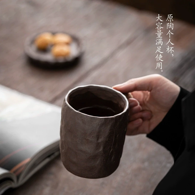 Imagem -04 - Caneca de Cerâmica Artesanal Áspera com Tampa Colher Criativa Corda Cerâmica Copo Casa Personalidade Japonesa Xícara de Café Xícara de Chá