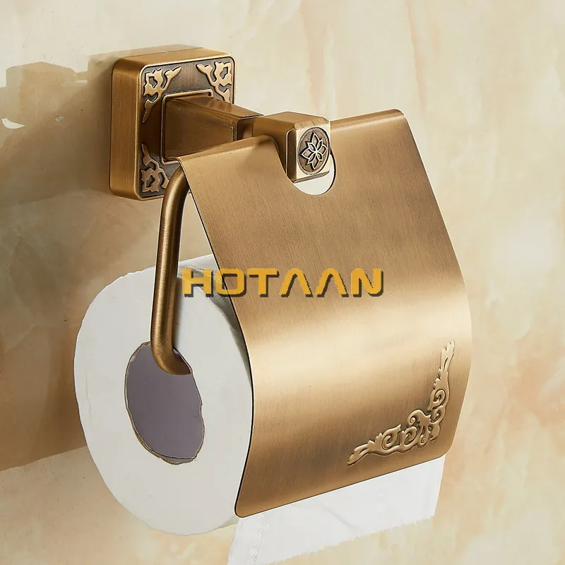 .,Solid AluminiumToilet Paper Holder Antique Brass Color Tissue Roll Paper Box Classic Bathroom Accessories YT-14192