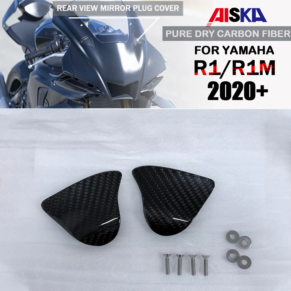 Motorcycle Rearview Mirror Plug Cover Competition Fairing Kit 3K 100% Carbon Fiber For YAMAHA R1 R1M 2020 2023 2024 2025 2026