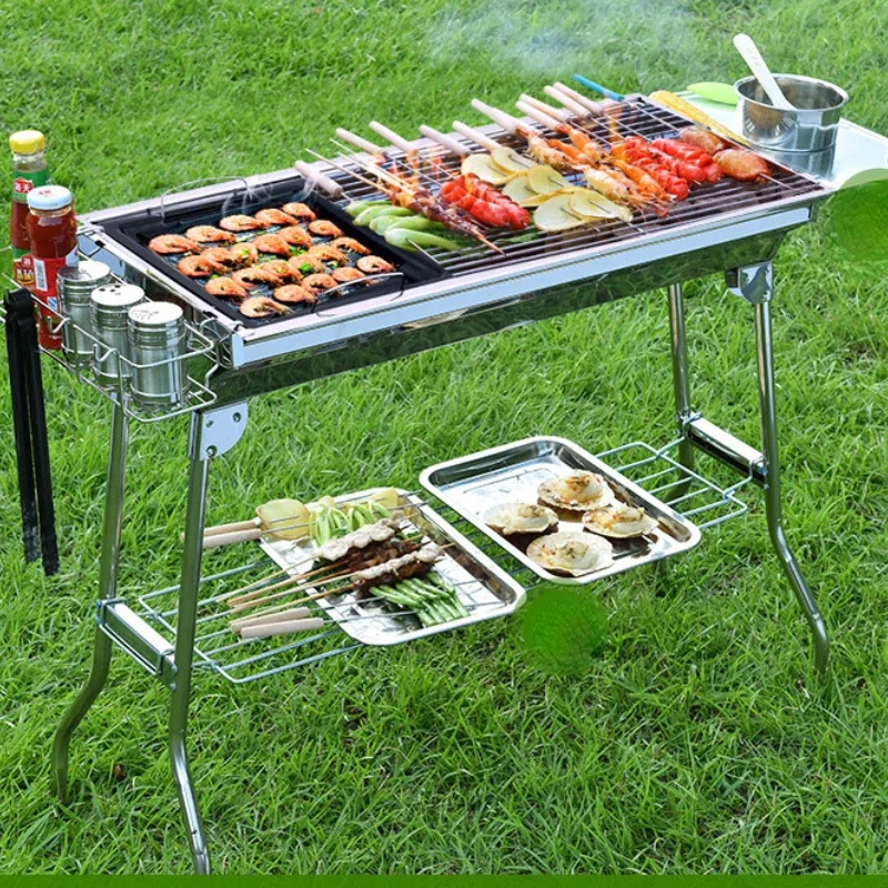 

Outdoor folding barbecue rack for frying and grilling