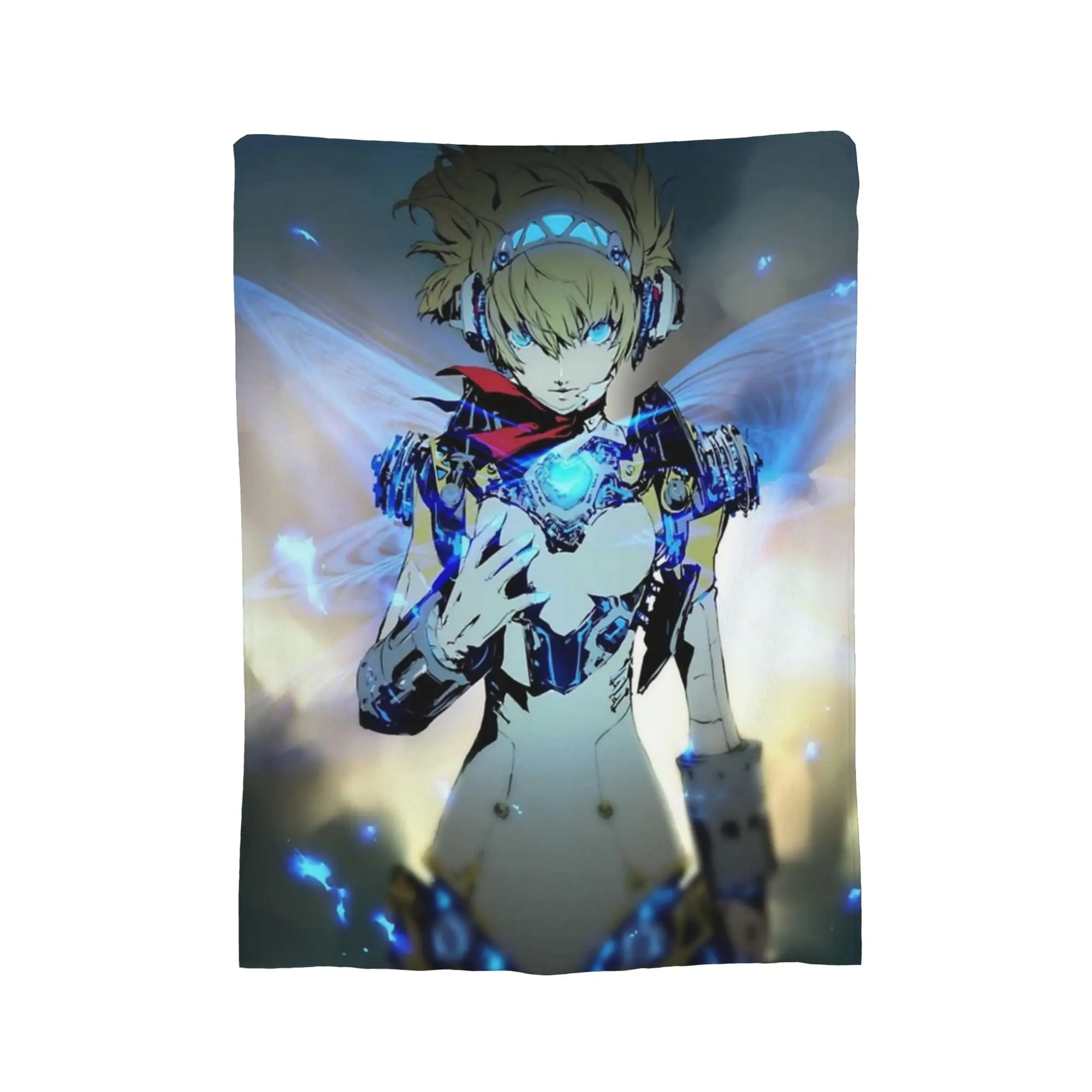 Shin Megami Aigis Power Up Knitted Blankets Persona Anime  Flannel Throw Blankets Airplane Travel Printed Soft Warm Bedsprea