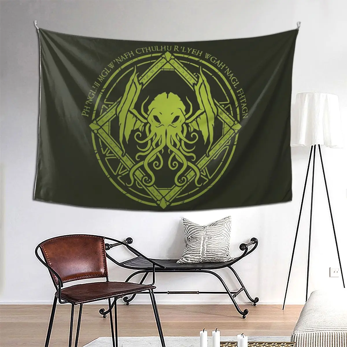 

Ктулху - Лавкрафт - Дизайн Шарна Гобелен Хиппи Настенный Эстетический Домашний Декор Гобелены для Гостиной Спальни Общежития