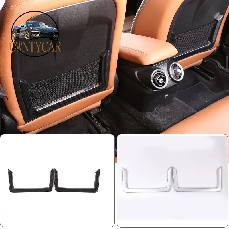 

2 Pcs Carbon fiber For Alfa Romeo Giulia 2017-2020 ABS Chrome Seat Back Frame Cover Trim Auto Parts Car Accessories