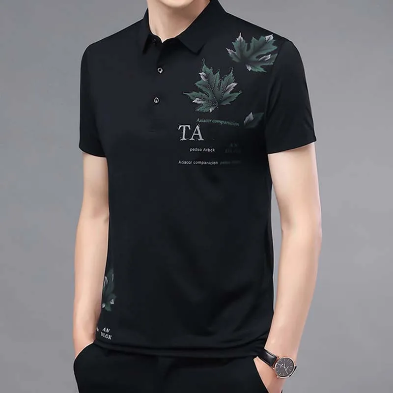 Men Fashion Summer Short Sleeve Polo Shirts Business Male Clothes Basic T-Shirt Streetwear Loose Quick-drying Casual Print Tops