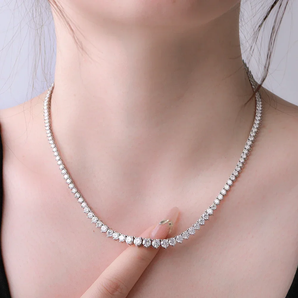 FCGJHW 3-Claw Gradient Moissanite Tennis Necklace S925 Silver GRA 3-4.5mm Lab Diamond for Women Chains Gift Jewelry 2026