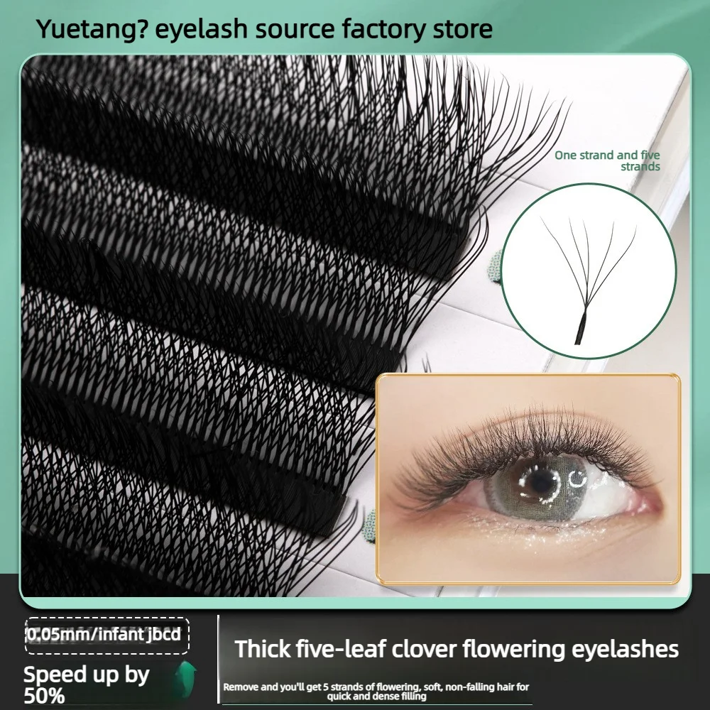 0.05 5D W Lashes Five-leaf Clover Eyelashes C D Curl Dense 5D Blooming Non-falling Fast Grafting  Beauty Eyelash Salons