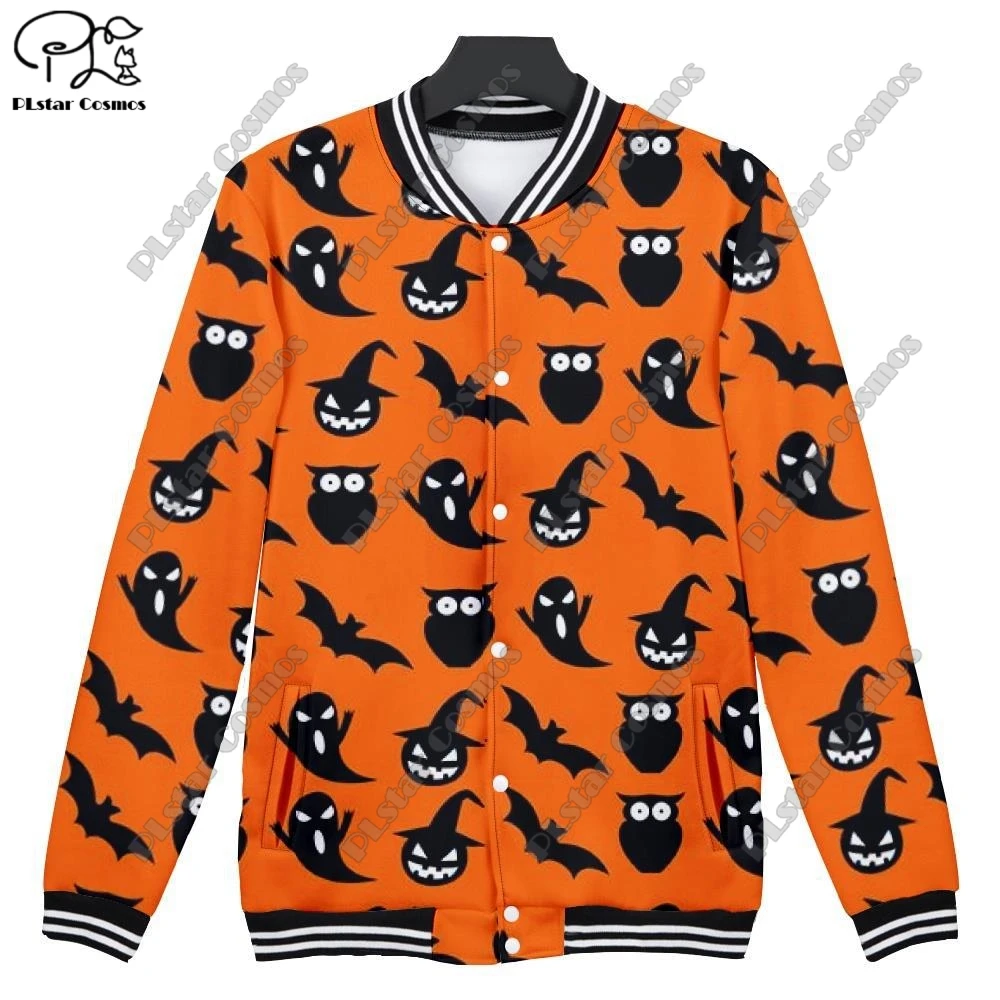 3D Printing Halloween Series Pumpkin Bat Skull Black Cat Pattern Genuine Full Snap Button Jacket Unisex Winter New Arrival  -5