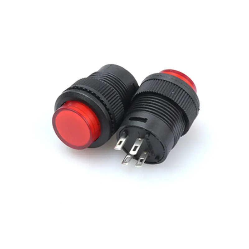 5/10/50 Pcs Red LED 2/4 Terminal Flush Mount SPST Momentary Push Button Switch AC 250V 3A