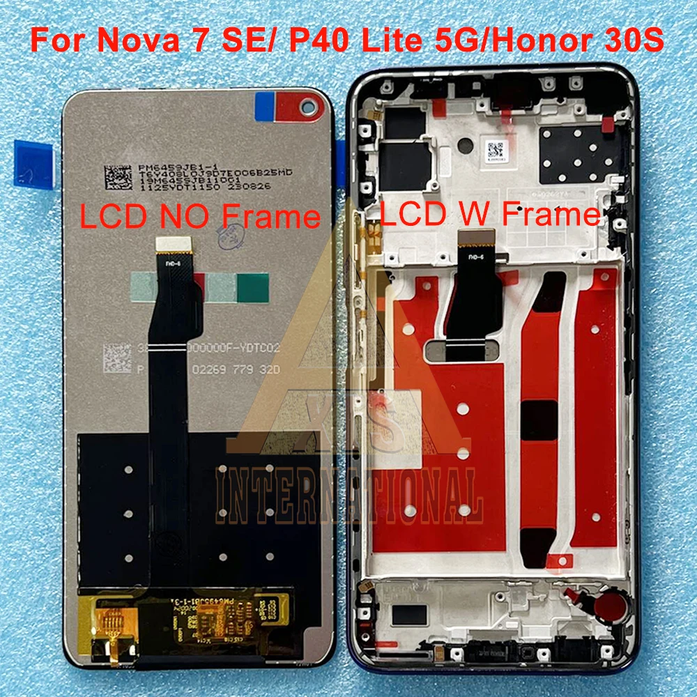 

6.5 Original For Honor 30S LCD CDY-AN90 Screen Frame+Touch Panel For Huawei nova 7 SE CDY-AN00 LCD P40 lite 5G CDY-NX9A Display