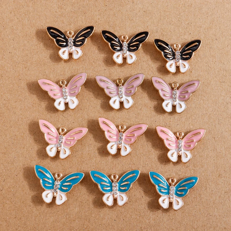 10pcs 16x23mm Cute Enamel Butterfly Charms Pendants for Jewelry Making Earrings Necklace DIY Accessories Supplies