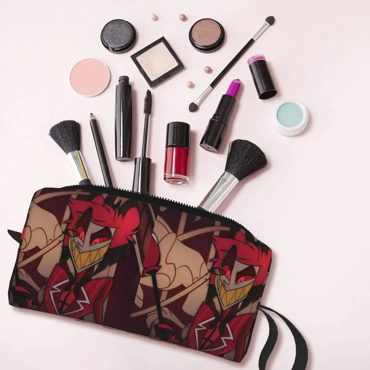 Modern Hazbin Alastor Buddy Cartoon Anime Makeup Bag Cosmetic Organizer Storage Dopp Kit for Women Beauty Travel Pencil Case