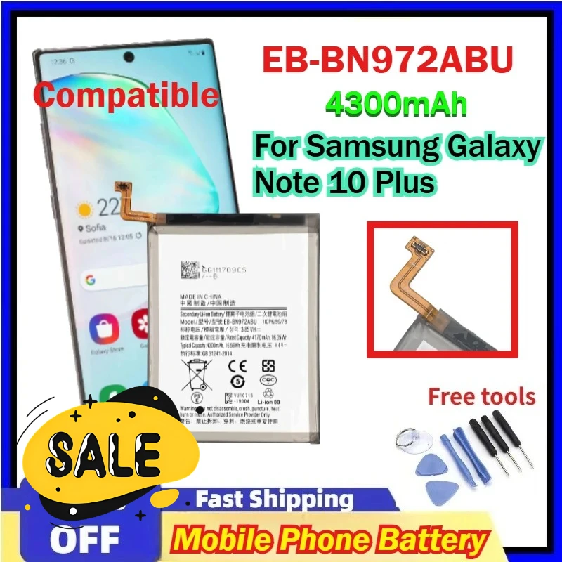 2027 New Mobile Phone Replacement Battery EB‑BN972ABU 4300mAh High‑Quality for Samsung Galaxy Note 10+ Note 10 Plus with Tools