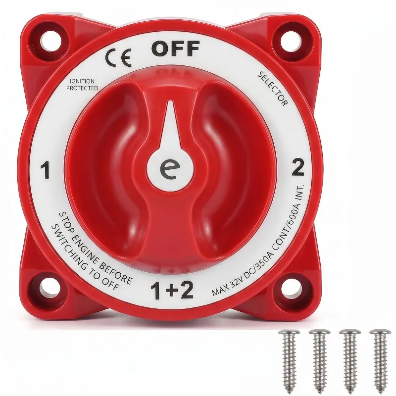 Blue Sea E Systems E-Series Waterproof Ignition Protected Marine Boat Dual Battery Isolator Switche 350A 4-Position Dual Battery
