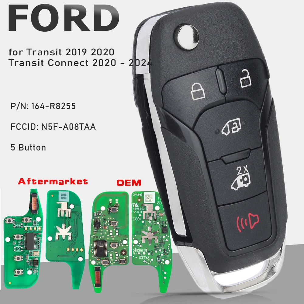 KEYECU N5F-A08TAA 164-R8236 لفورد ترانزيت كونيكت 2019 2020 2021 2022 2023 الوجه مفتاح بعيد فوب 315 ميجا هرتز ID49 #1