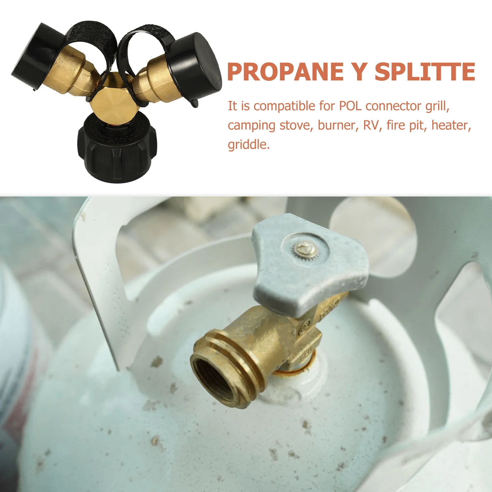 

Propane Gas Burner Y Tank Separator Camping Accessory Connector Splitter Grill Adapter Tee Connector RV Fire Pit