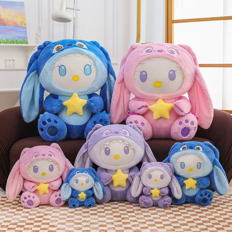 

Sanrio Kawaii Hello Kitty Plush Toy Stuffed Doll Cute Cat Stitch Animal Pillow for Kids Birthday Gift Soft Cuddly Star Plushie
