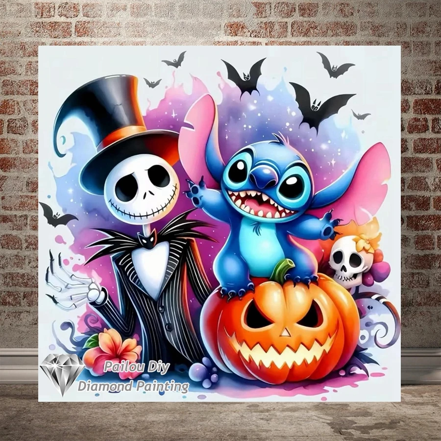 

Disney Cartoon Stitch and Skull Diamond Painting Kits Photo Art 5d Diy Full Drills Mosaic Cross Stitch Embroidery Home Decor