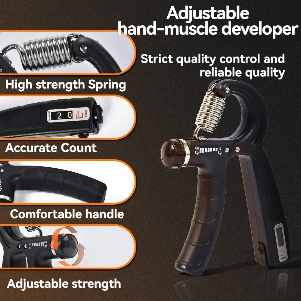 5-60kg Adjustable Hand Grip Strength Strengthener Trainer Full Set With Counter Wrist Forearm And Hand Exerciser For Muscle - view 3
