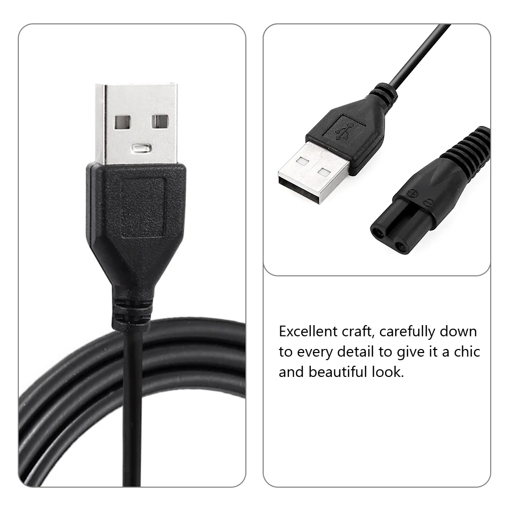 Accesorios de carga para maquinilla de afeitar eléctrica, Cable Universal para afeitadora de tela, suministros para quitar el pelo, goma negra, 2 uds.