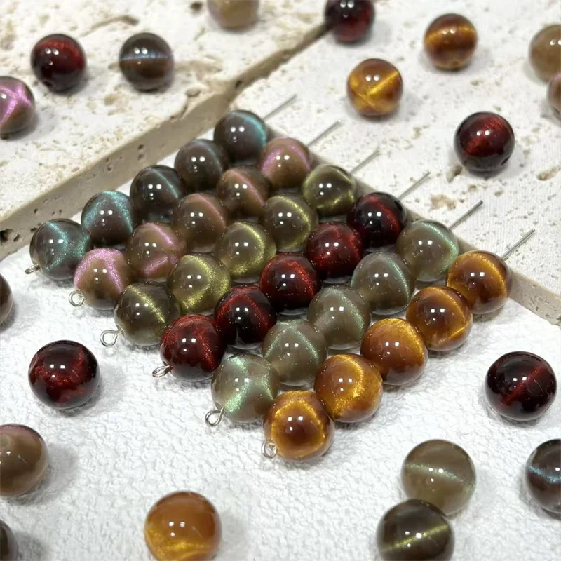 Newest 100pcs/lot 12mm 16mm color print geometry rounds shape resin straight hole beads diy jewelry garment hair accessory