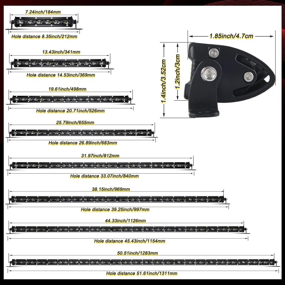 UNISHINE Single Row LED Light Bar Offroad LED Work Light 7