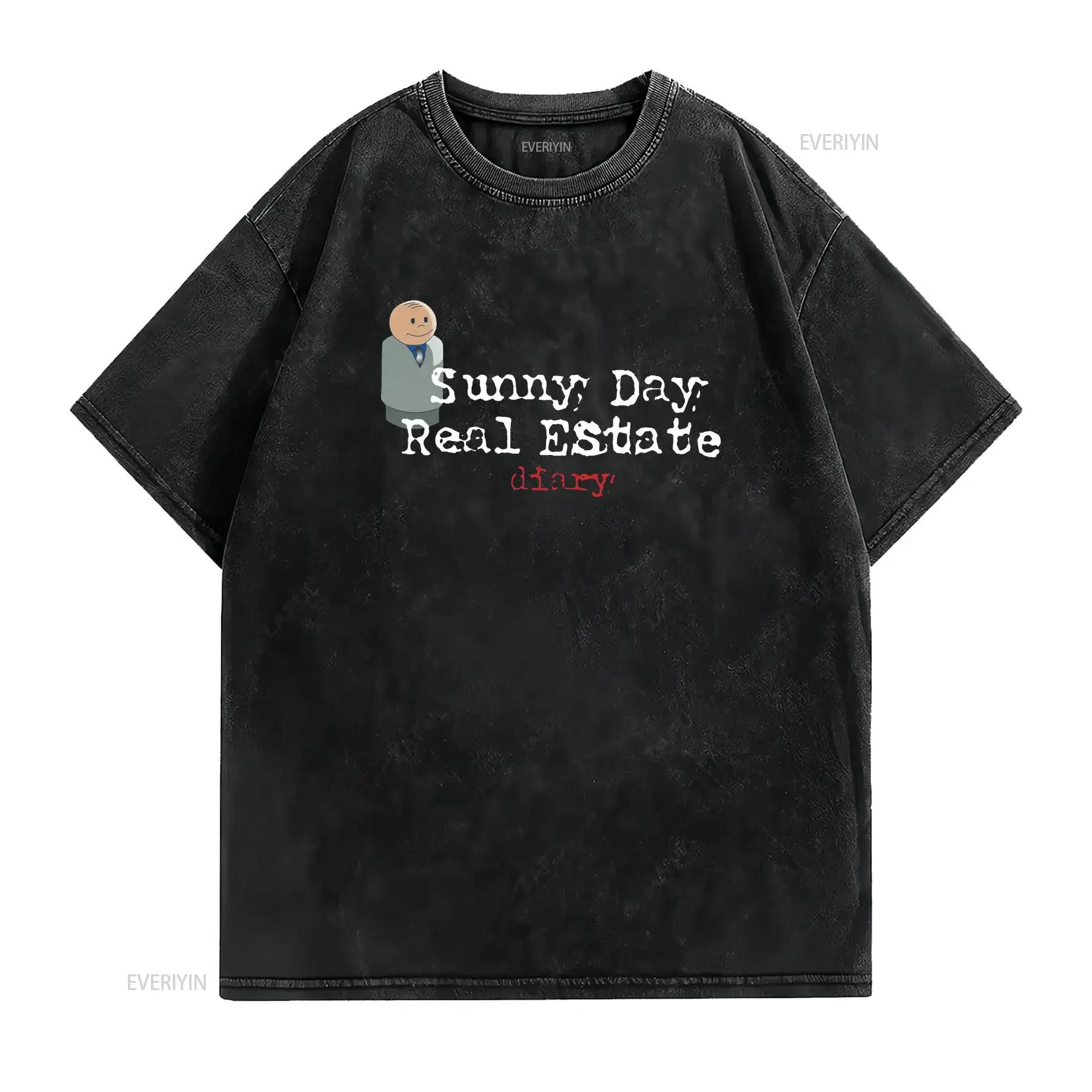 Sunny Day Real Estate Diary with Little People Logo T Shirt size M 4XL vintage Washed Versatile Casual Unisex Breathable