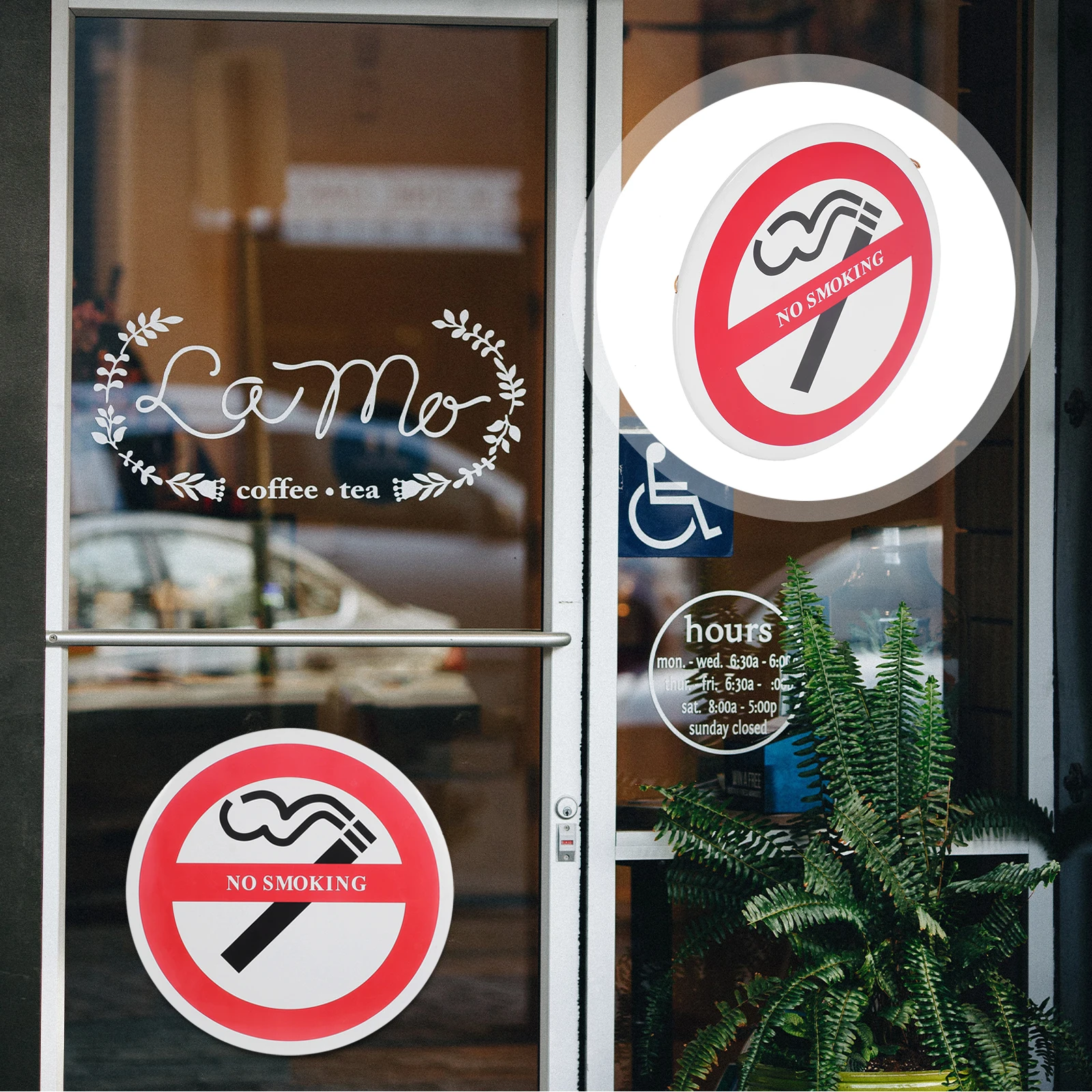 

No Smoking Round Iron Wall Signboard Prohibited Nonsmoking Public No Smoking Sign Indoor Label RetroVintage Waterproof