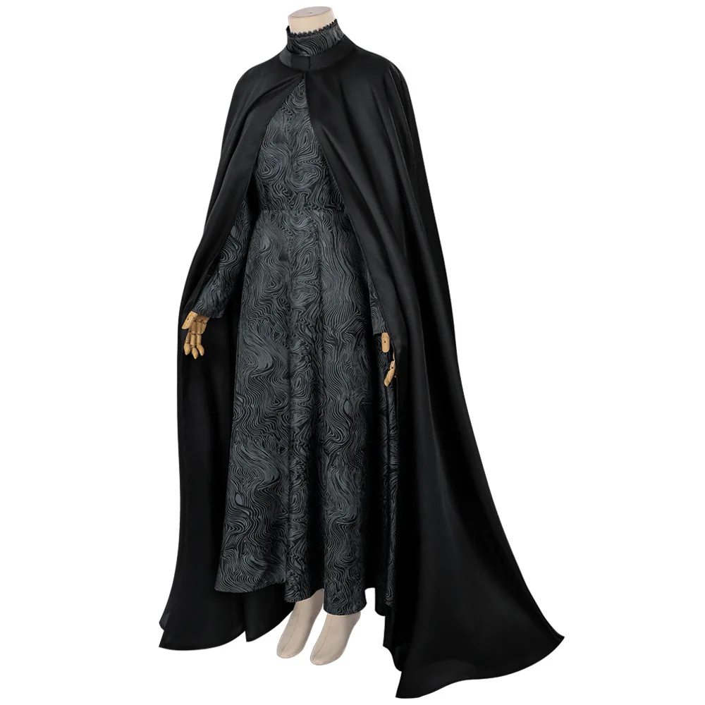 السحرية الشريرة معالج زي تأثيري فستان أسود طويل مع قبعة هالوين كرنفال حفلة عيد الميلاد لعب دور الملابس الملابس #4