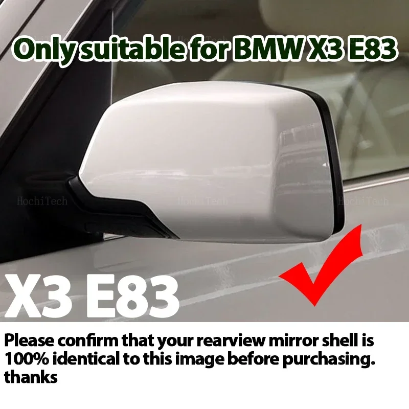 For BMW X3 X 3 E83 2003-2010 Rearview Mirror Cover Side Wing Protect Frame Covers Trim Carbon Look and Bright Black with Tool