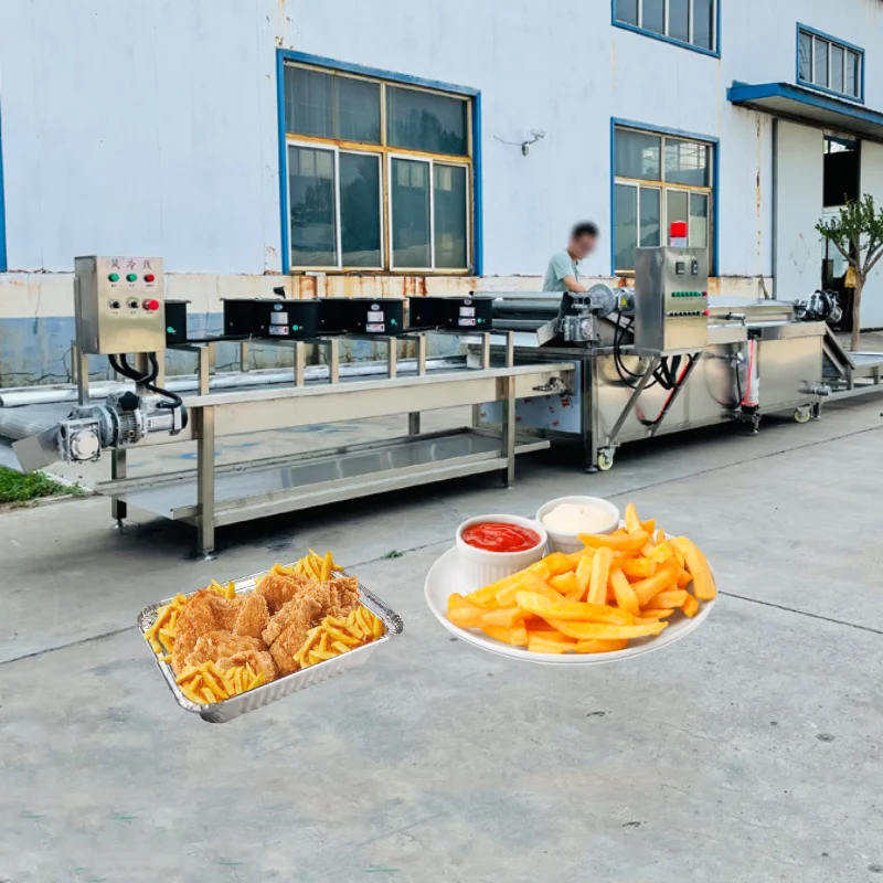 Línea de producción automática de patatas fritas de acero inoxidable a gran escala directa de fábrica, nueva condición para productos de harina de patatas fritas