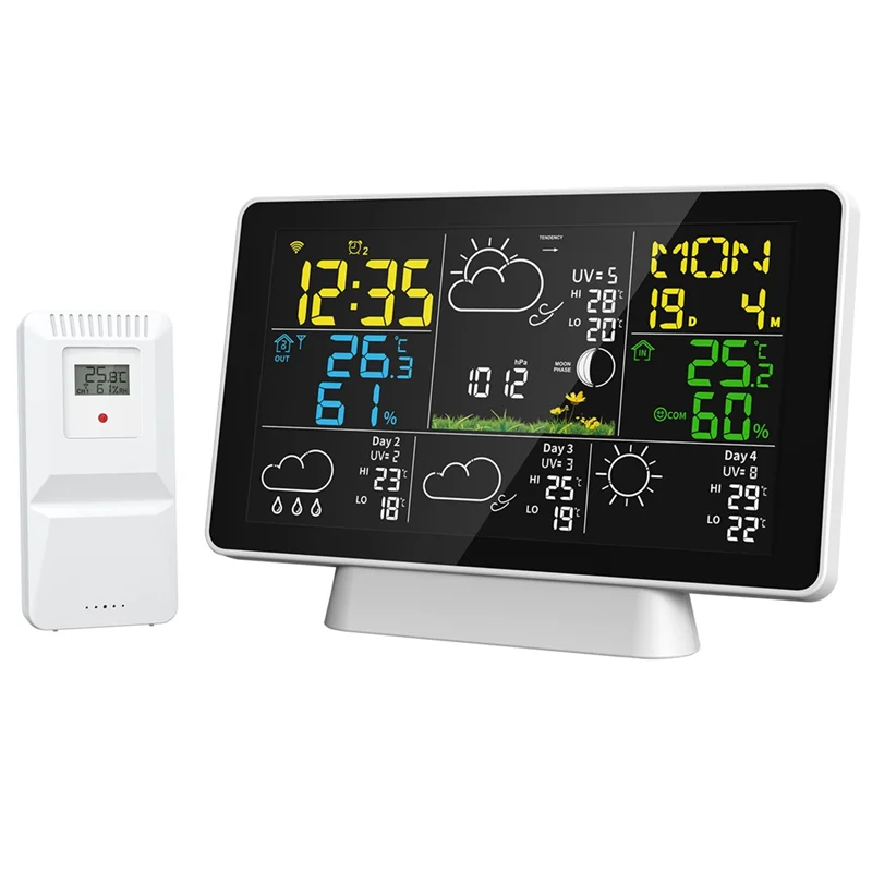 

-MEOF LCD Weather Station Wireless Digital Thermometer Indoor/Outdoor Thermome Hygrometer With Wireless Outdoorsensor EU Plug Du