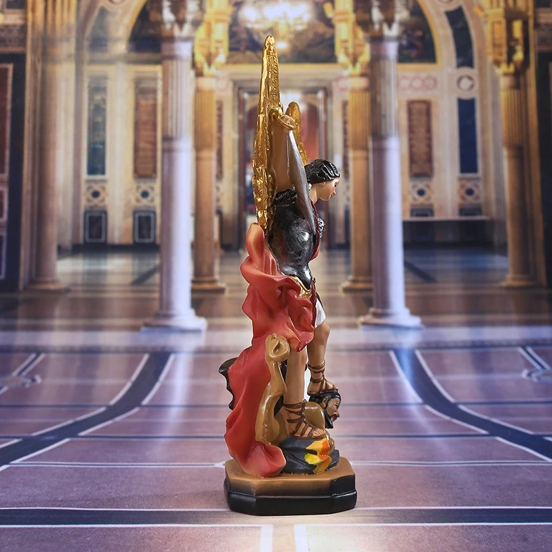 

21.5CM High Classical St. Miller's Angel Killing Demon Statue Ornament Resin Statue, Family Blessing Decoration, Desk Ornament