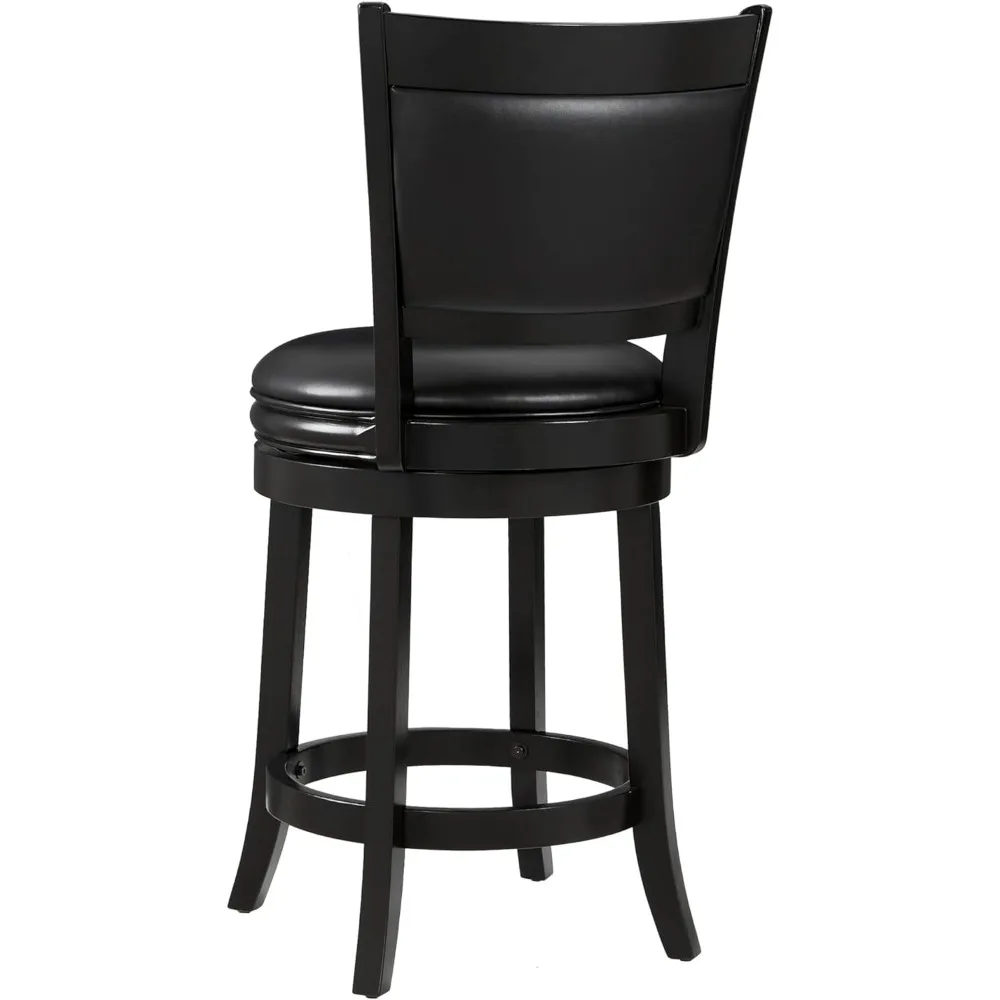 Swivel Counter Altura Barstool, assento preto, conjunto de 1, 24"