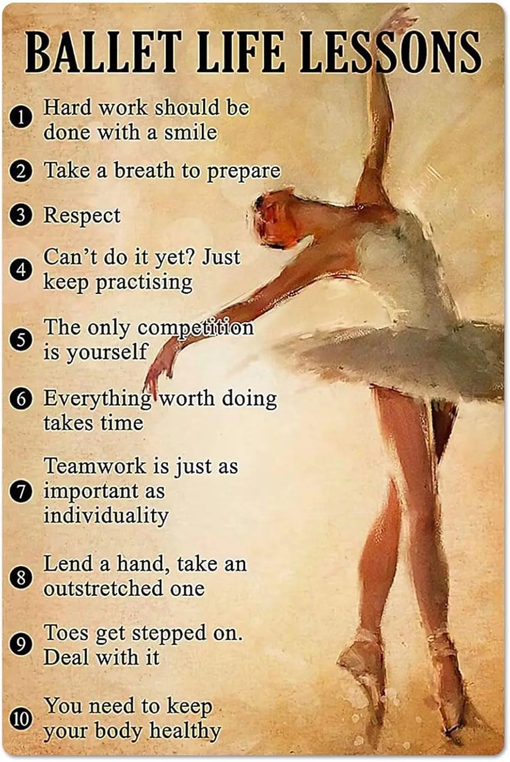 Ballet Life Lessons Metal Signs Dancer Posters Club Decor Room Wall Art Decor Dance Studio Printing Plaque Gift 12x16 Inches