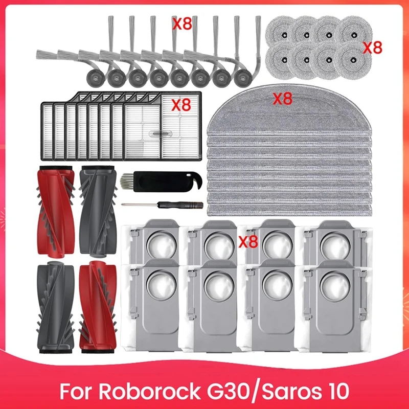 

For Roborock G30 Saros 10 Robot Vacuum Accessories Replacement Parts Main Brush Side Brush Filter Mop Cloth Dust Bag