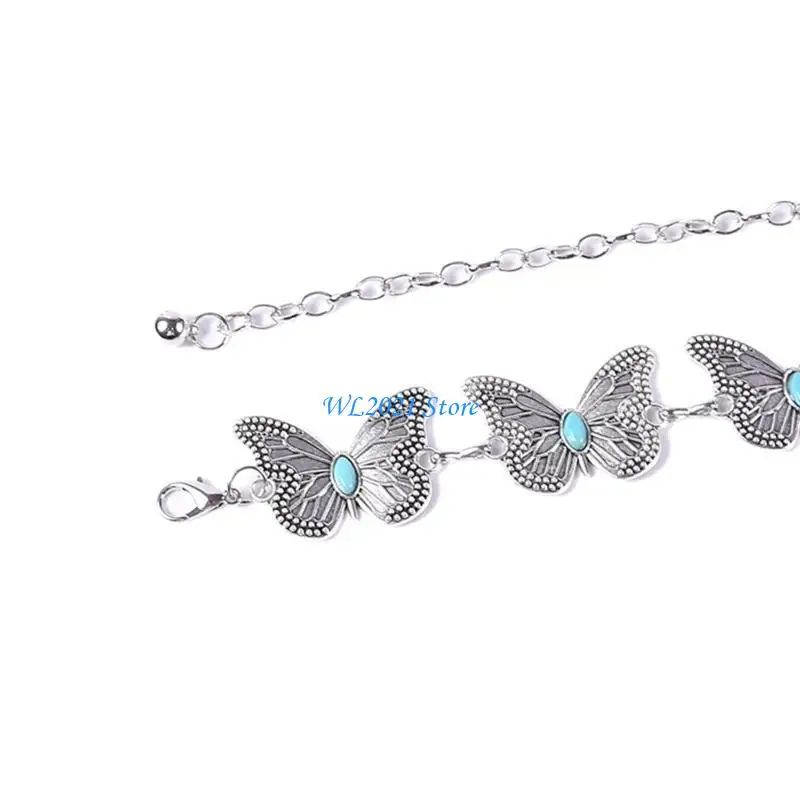 

G5GC Elegant Ladies Alloy Waist Belt Delicate Relief Butterfly Buckle Belt Summer Dress Women Summer Seaside Waist Belt