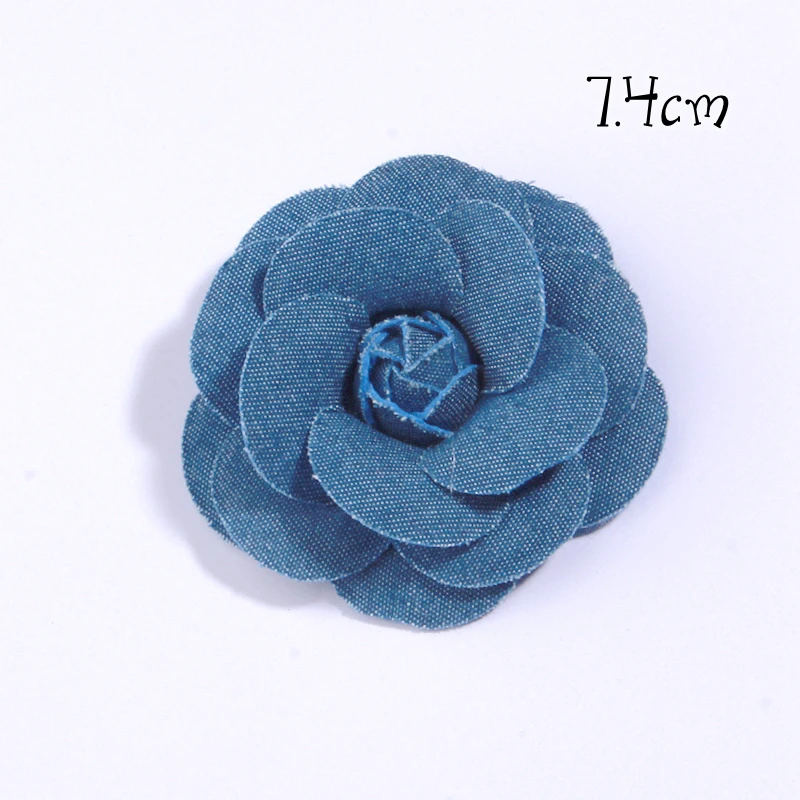 5Pcs Denim Fabric Artificial Flower Clothes Hats Dress Decoration Handmade Headdress Craft Decor DIY Hair Accessories Supplies