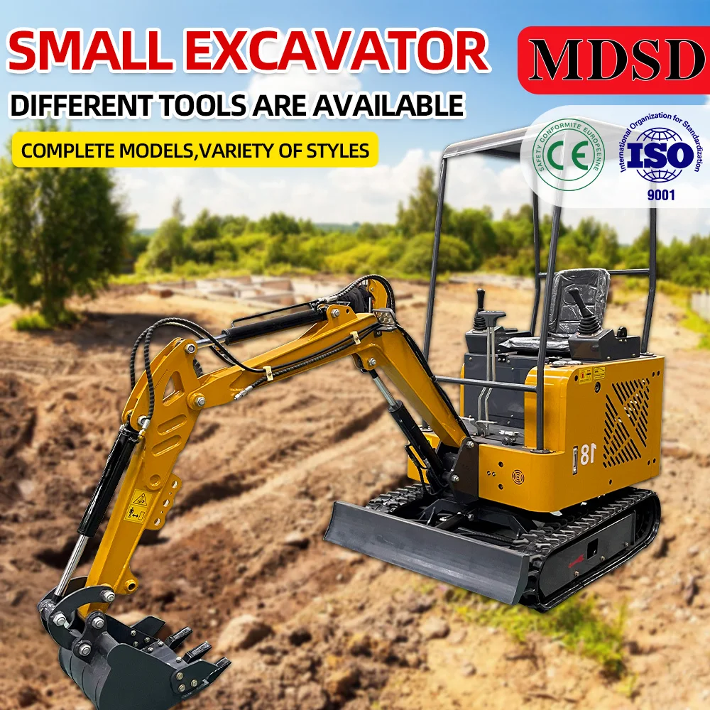 Mini escavatori con accessori multipli Nuovo mini escavatore tipo cingolato da 1,2 tonnellate 1,8 tonnellate Ce Epa Euro 5 Mini escavatore con spedizione gratuita