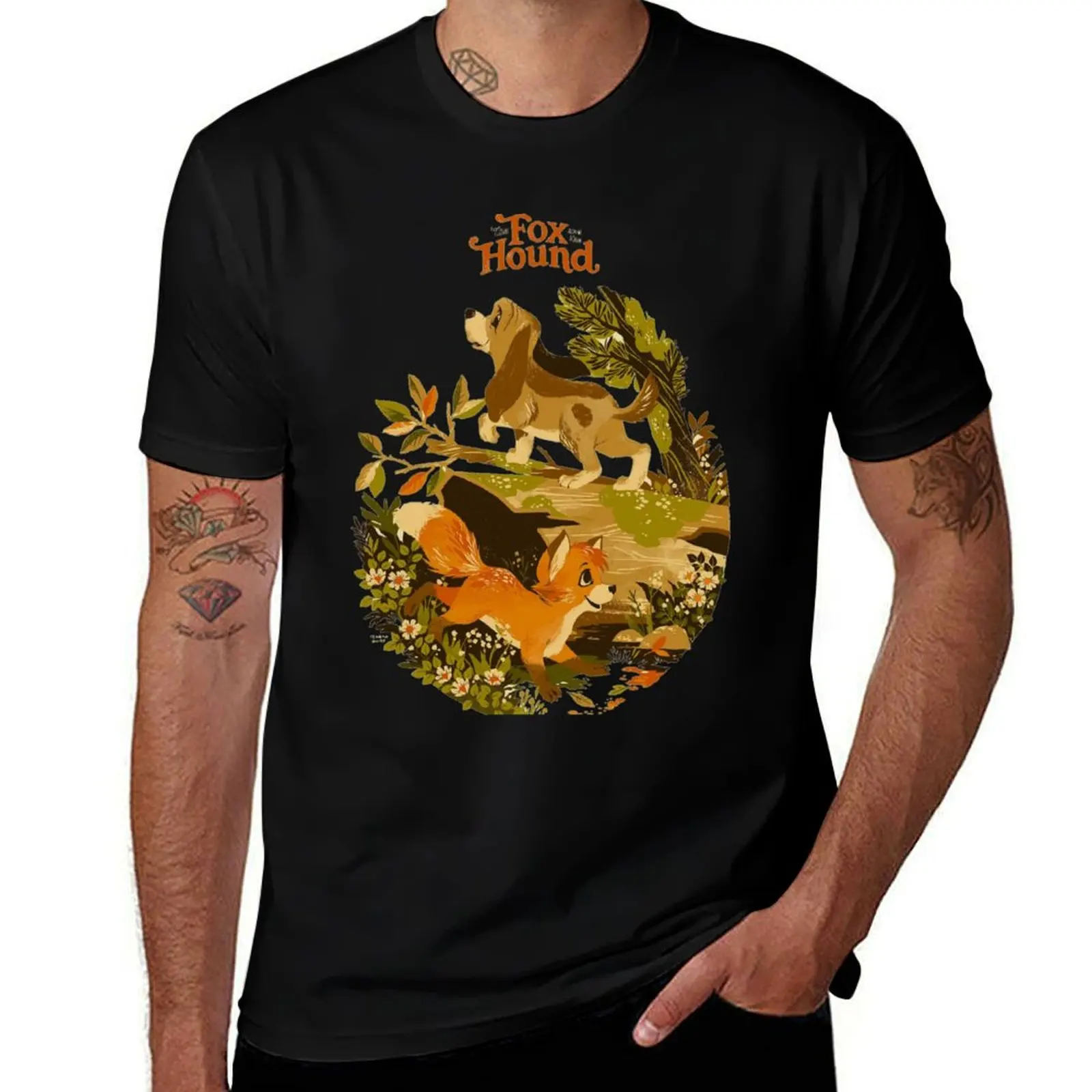 

Cartoon fox and hound cute merch T-Shirt plus sizes oversized Anime t-shirt croswit shirt man anime shirts men