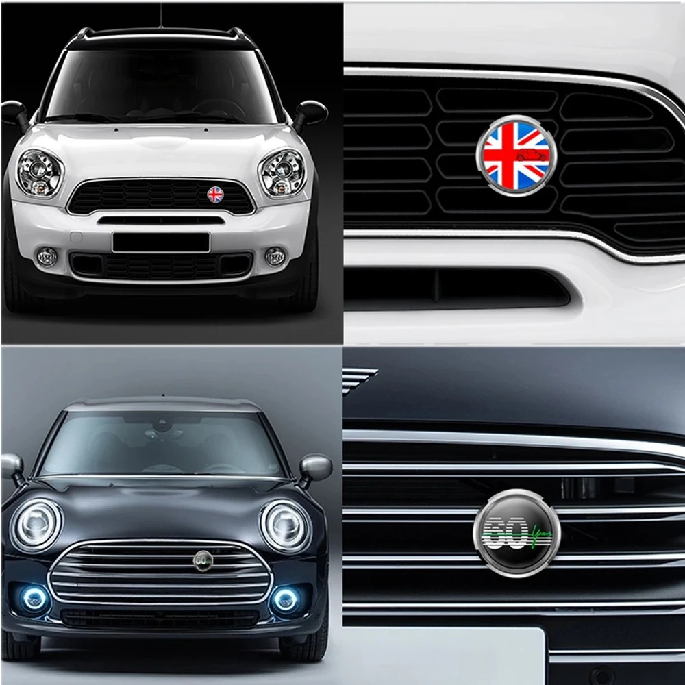 Metal 3D Front Bumper Grill Emblem Badge Sticker Car Styling for MINI Cooper JCW S One Countryman R60 R61 F56 F60 Accessories