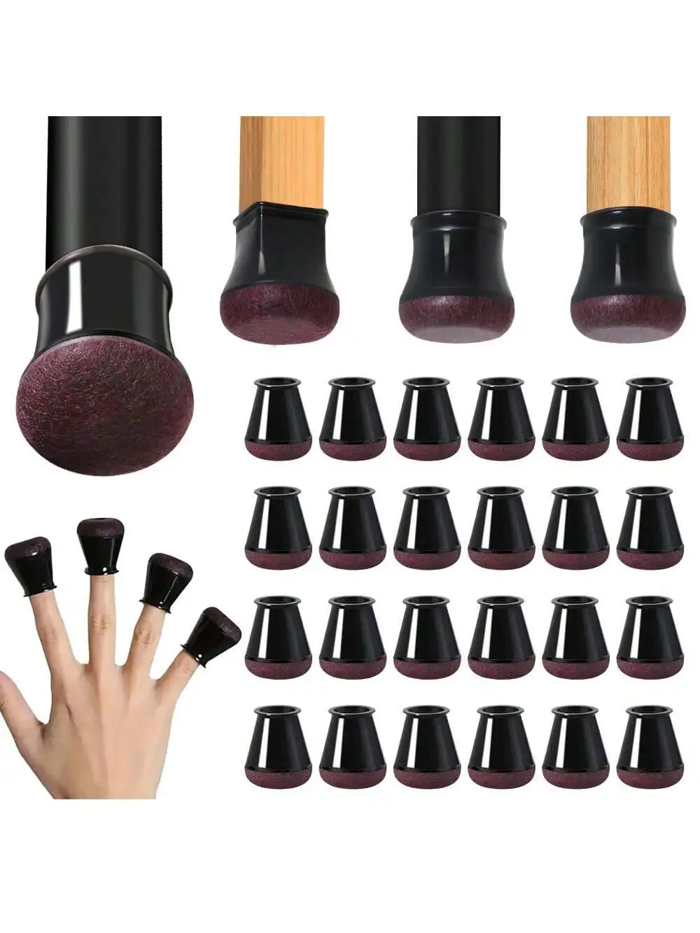 4/24PCS Round Chair Leg Floor Protectors Hardwood Floors Felt Furniture Pads Silicone Caps Anti-Scratch Noise Reduction