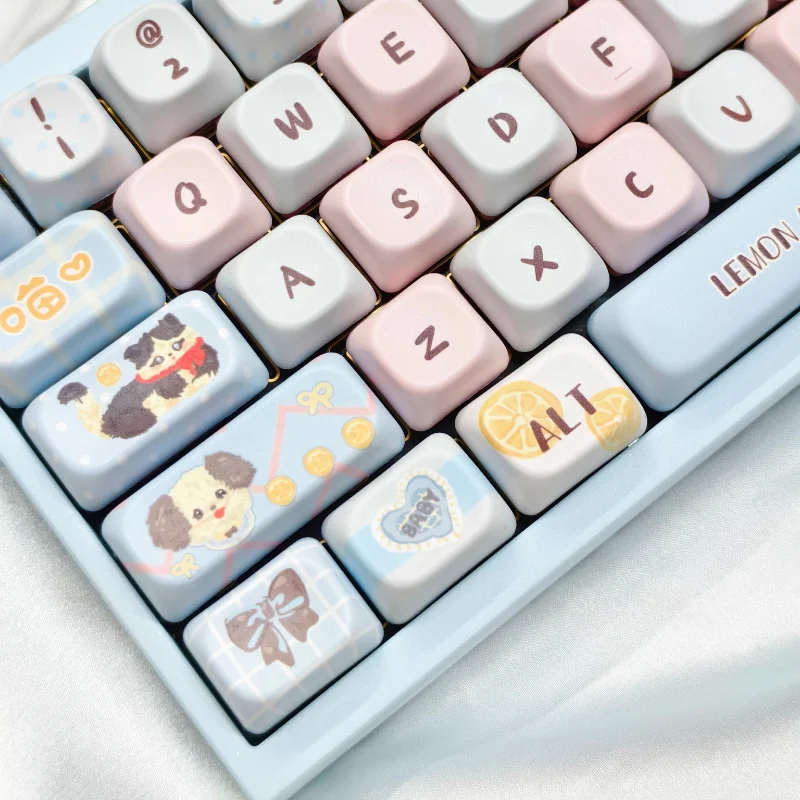 Cute Sea Salt Cats and Dogs Keycaps 141/133 Key PBT EOA Profile Keycap Custom Key Caps for Mechanical Keyboard Gamer Accessories