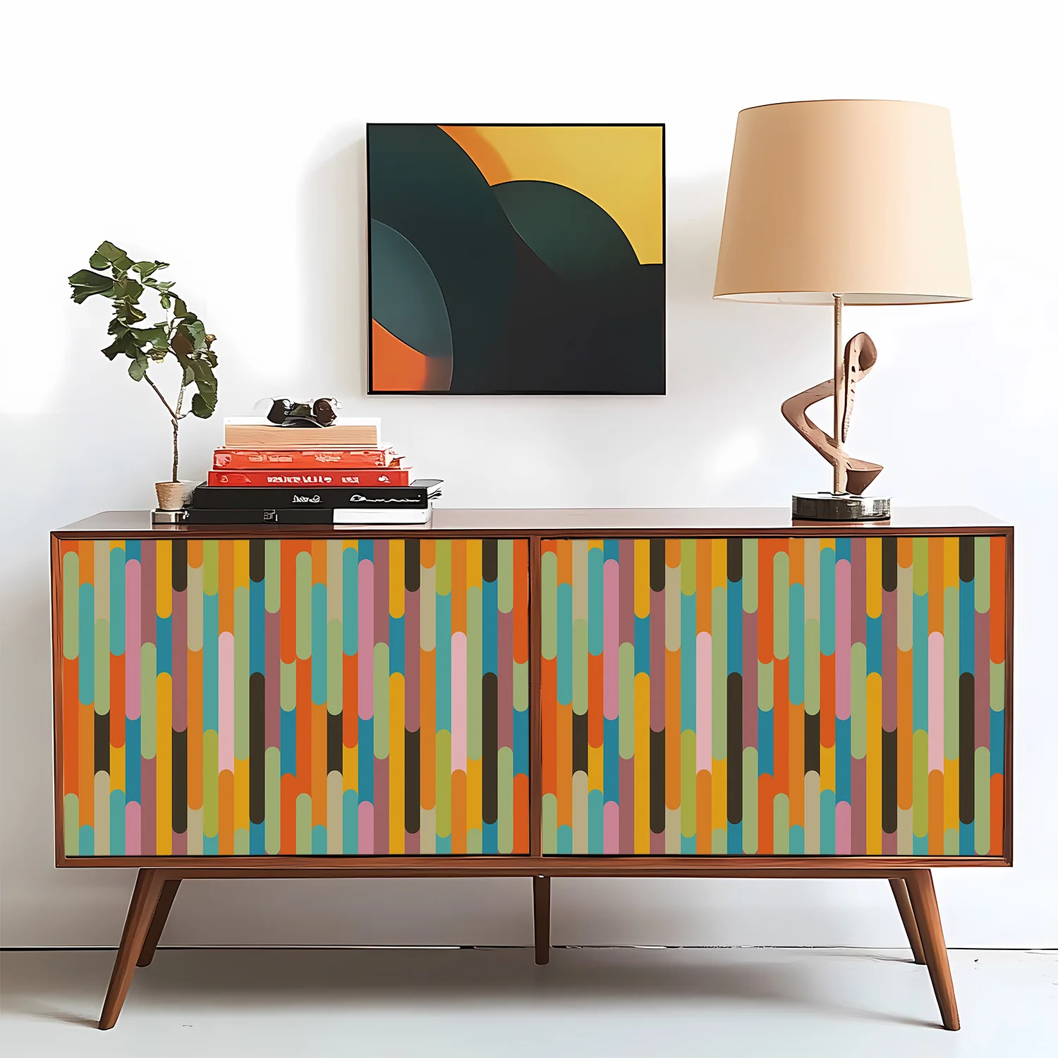 Peel and Stick Wallpaper Colorful Stripe Self Adhesive Vinyl Wall Paper for Walls Furniture Cabinets Bedroom Bathroom Decal