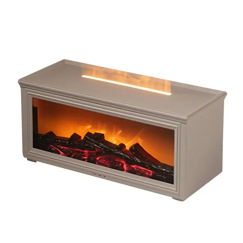 Y50A-Innovative Black Fireplace Aroma Diffuser With Flame Humidifier, Realistic Night Light, Remote Included, Auto-Off Feature