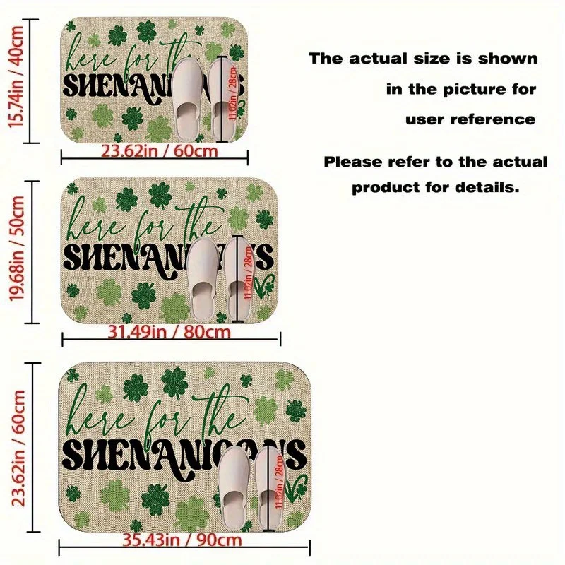 1pc Handmade Four-Leaf Clover Glitter Floor Mat Suitable for St. Patrick's Day Decor, Non-Slip Rubber Base & Water Absorbent M
