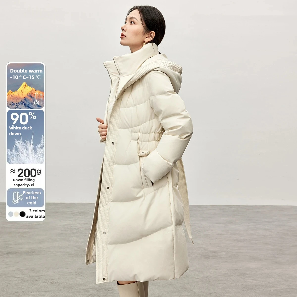 SENTUBILA Lange Unten Jacke Frau Winter Neue Warme Lose Unten Mäntel Spleißen Mit Kapuze Pendeln Outwear frauen Kleidung W44Y57030