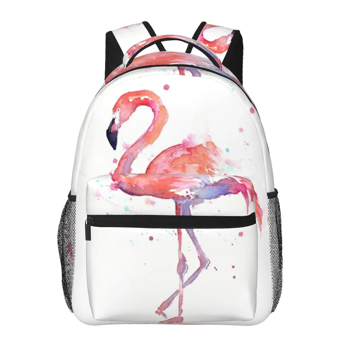 

Pink Flamingo Watercolor Illustration Backpacks Boys Girls Bookbag Students School Bags Cartoon Travel Rucksack Shoulder Bag